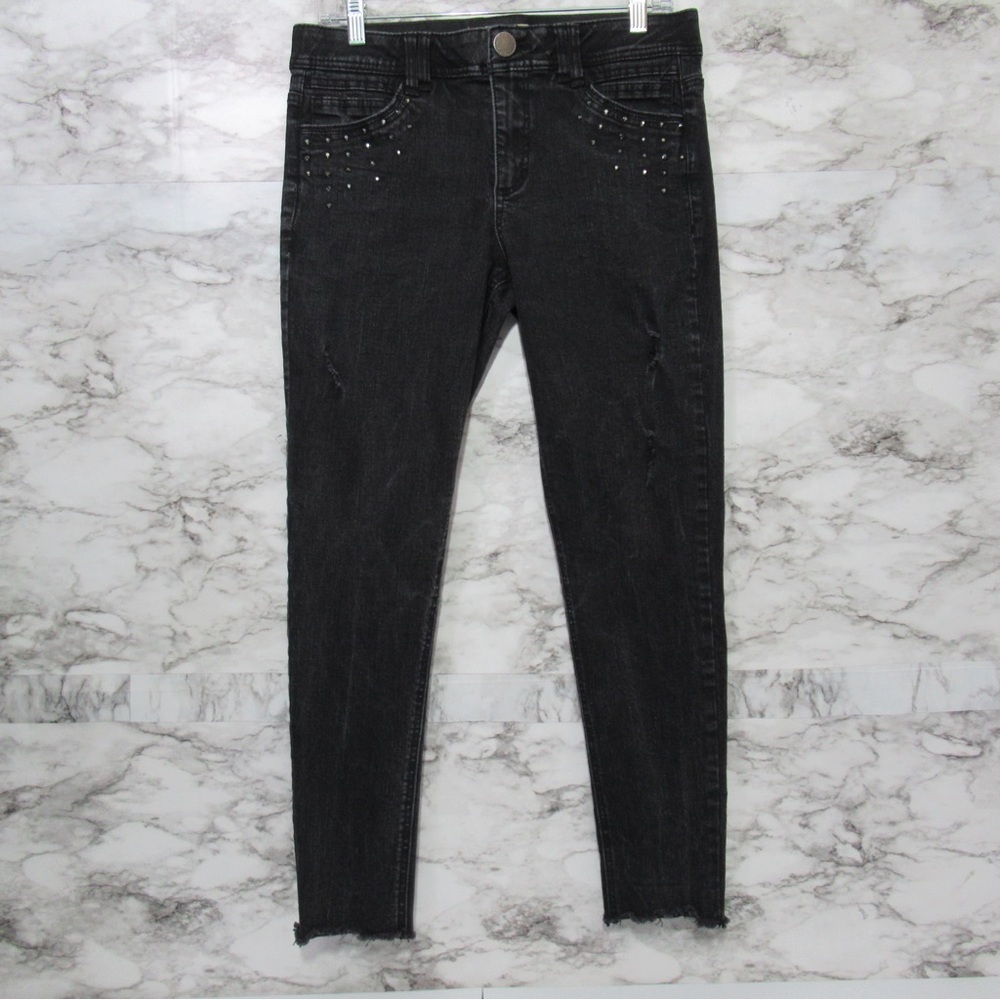 Democracy AB Technology Black Skinny Denim Jeans With Rhinestone Detail Size 8